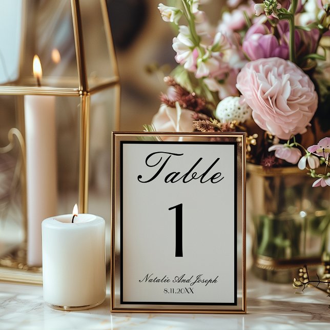 Ancien numéro de table de mariage en noir et crème (Créateur téléchargé)