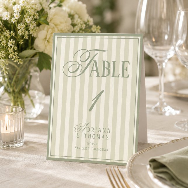 Ancien numéro de table de mariage vert pastel Mone (Créateur téléchargé)