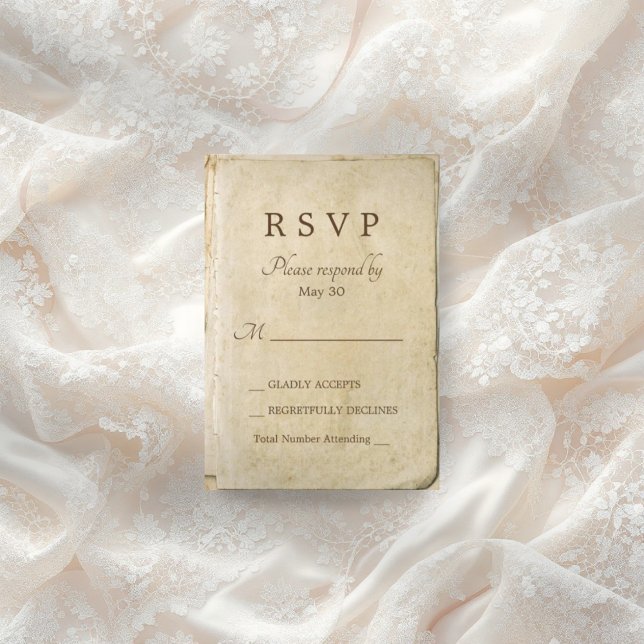 Ancien papier rustique mariage carte rsvp (Créateur téléchargé)