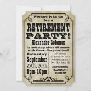 Ancien pays Vintage Retraite Party Invitation
