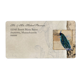 Ancien Peacock Matching Shippin Étiquette - Aqua B