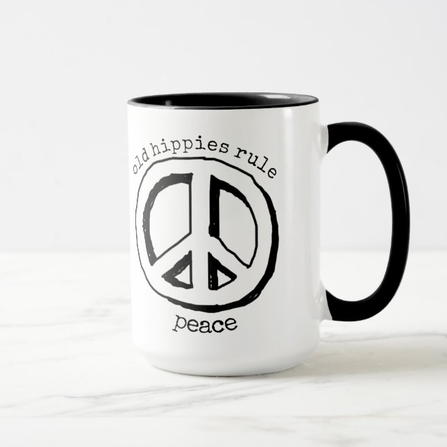 Ancien régime hippie, signe de paix café Mug (Droite)