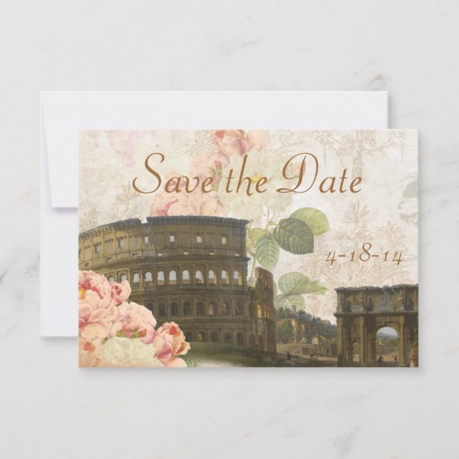 Ancien Rome Rose Vintage Enregistrer la carte Date (Devant)
