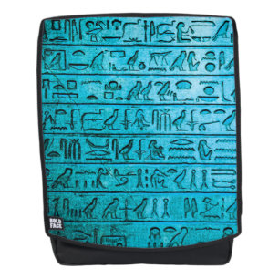 Ancien sac à dos bleu Hiéroglyphes égyptiens