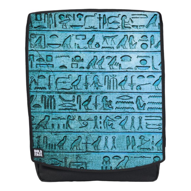Ancien sac à dos bleu Hiéroglyphes égyptiens (Devant)