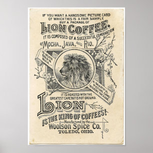 Ancienne affiche de café Lion publicitaire