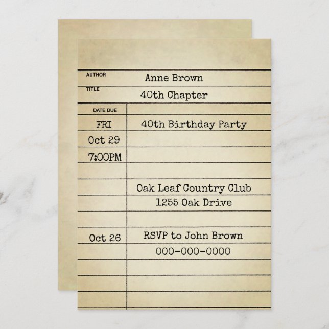 Ancienne carte de bibliothèque 40e anniversaire fê (Devant / Derrière)