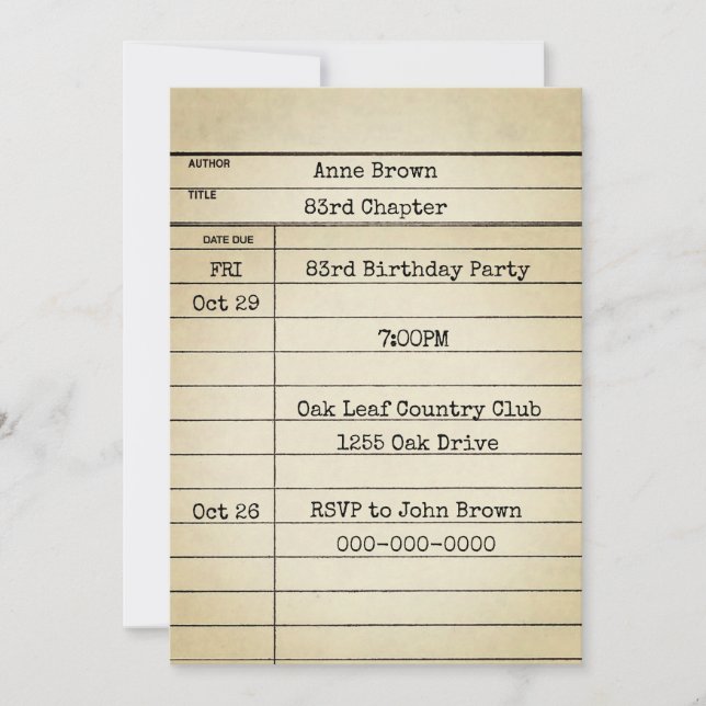 Ancienne carte de bibliothèque 83e fête d'annivers (Devant)