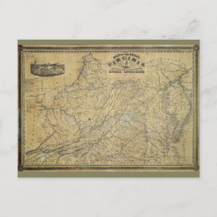 Ancienne carte de l'État de Virginie (1864)
