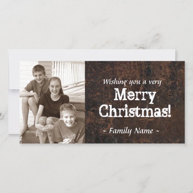 Ancienne carte de Noël en cuir (Devant)