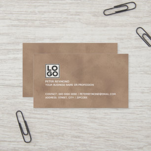Ancienne carte de visite marron avec logo