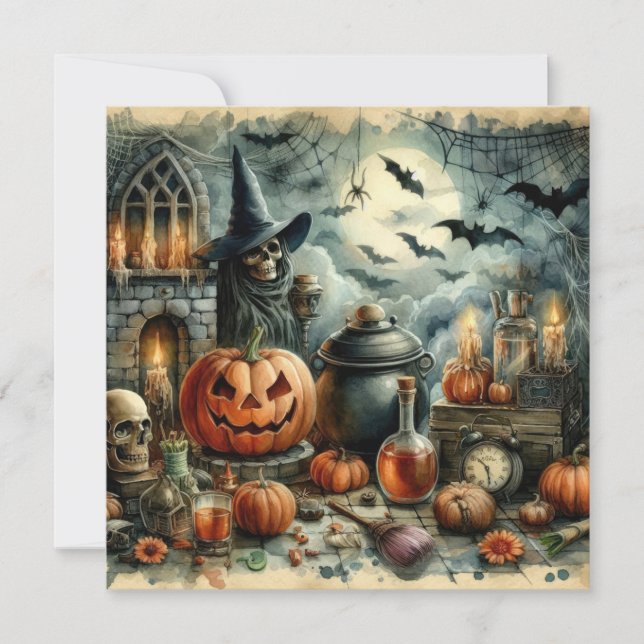 Ancienne carte de voeux Art Halloween (Devant)