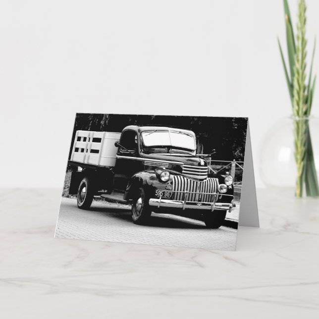 ancienne carte de voeux de camion de livraison (Devant)
