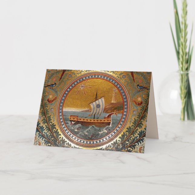 ancienne carte de voeux de navire (Devant)