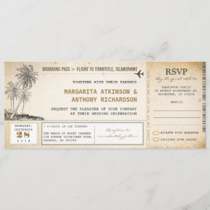 Ancienne carte d'embarquement mariage invite avec 