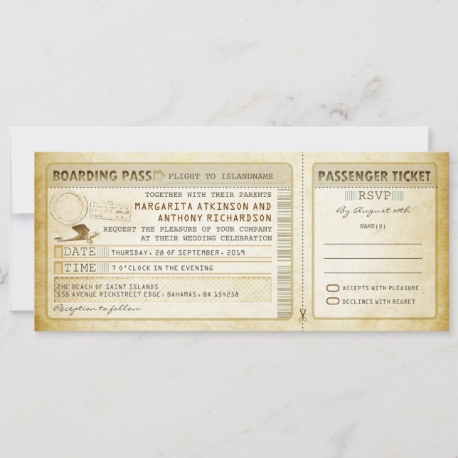 ancienne carte d'embarquement tickets mariages-inv (Devant)