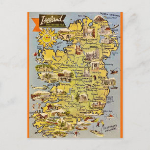 Ancienne carte d'Irlande sur carte postale
