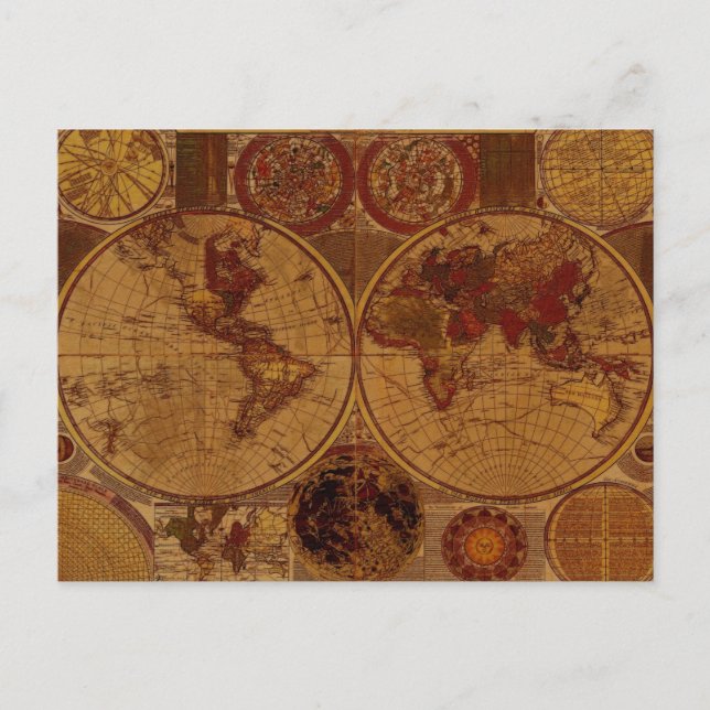 ANCIENNE CARTE MONDIALE INVITATION AU BUREAU DE VO (Devant)