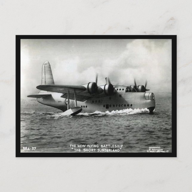 Ancienne Carte Postale - Bateau Volant Short Sunde (Devant)