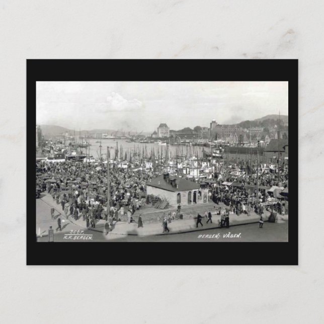 Ancienne carte postale, Bergen, Norvège (Devant)