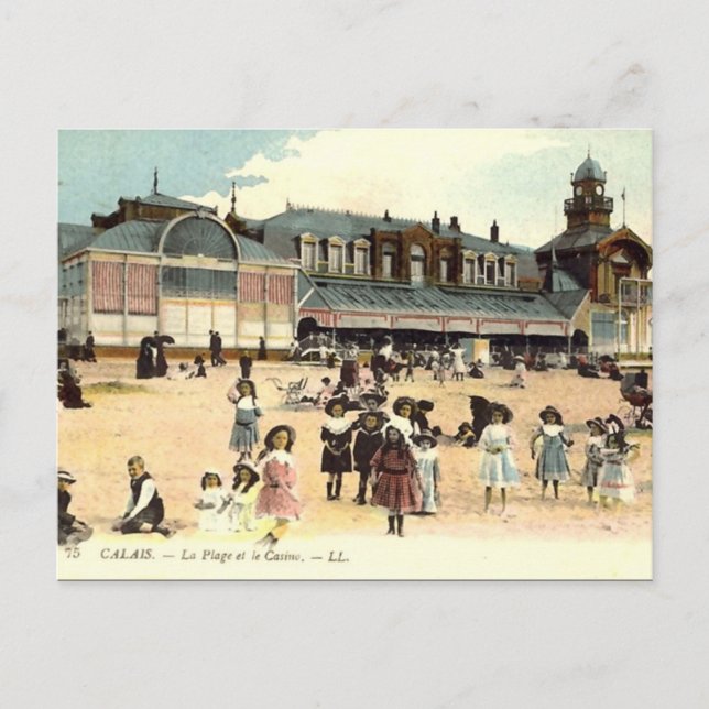 Ancienne carte postale - Calais, Plage & Casino (Devant)