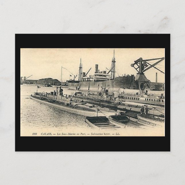 Ancienne carte postale - Calais, sous-marins (Devant)
