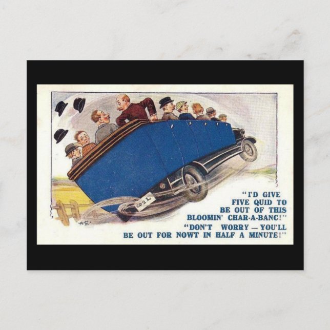 Ancienne carte postale comique - Char-a-banc (Devant)