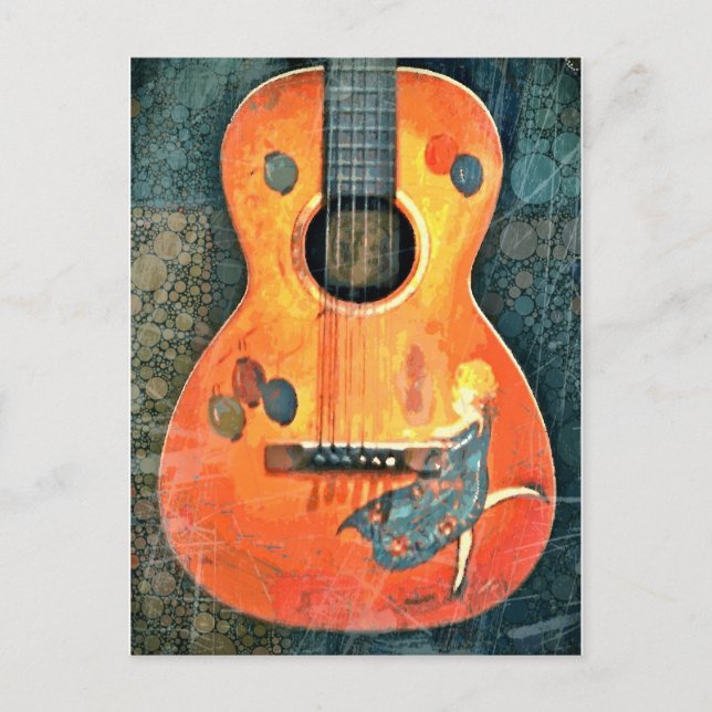Ancienne carte postale de guitare acoustique (Devant)