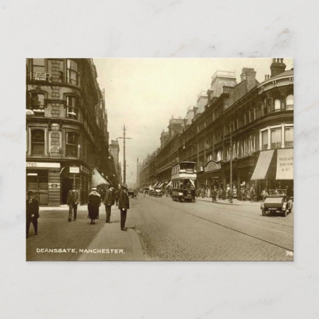Ancienne carte postale - Deansgate, Manchester (Devant)