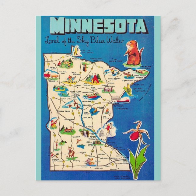 Ancienne carte postale du Minnesota (Devant)