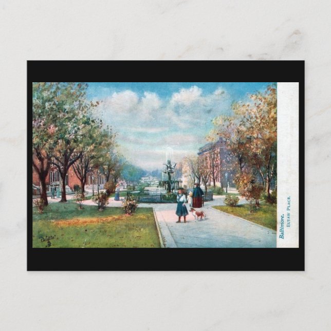 Ancienne Carte Postale - Eutaw Place, Baltimore, M (Devant)