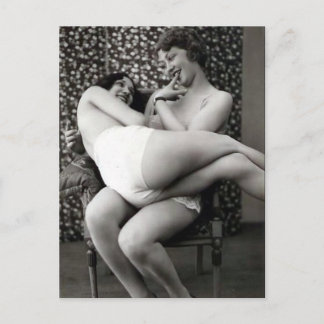 Ancienne carte postale - Filles amis
