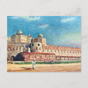 Ancienne carte postale - Fort Agra, Inde