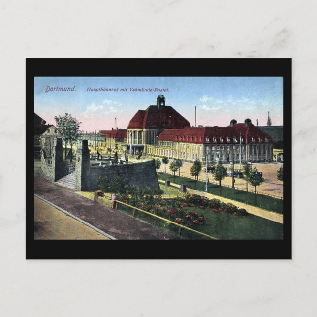 Ancienne carte postale - Gare de Dortmund (Devant)