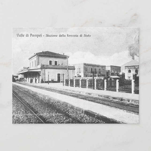 Ancienne carte postale - Gare de Pompei (Devant)