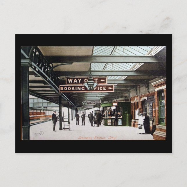 Ancienne carte postale - Gare, Rhyl (Devant)