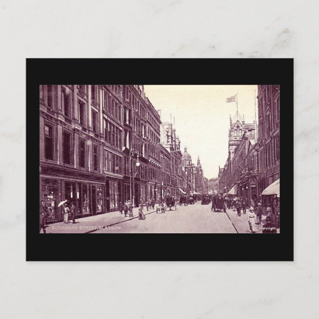 Ancienne carte postale, Glasgow, rue Buchanan (Devant)