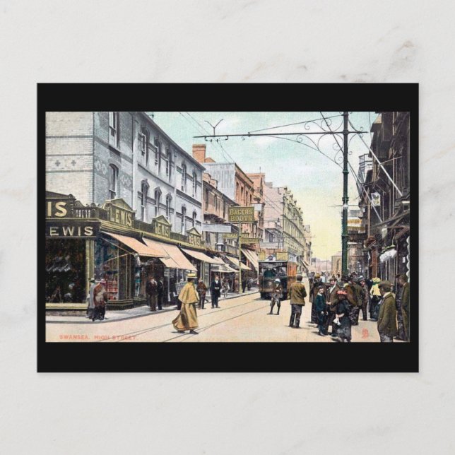Ancienne carte postale - High Street, Swansea (Devant)