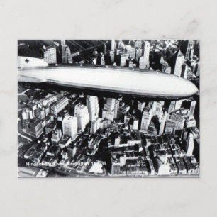 Ancienne carte postale - Hindenburg sur Manhattan 