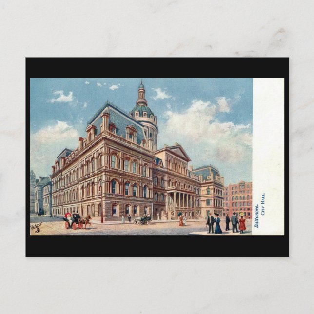 Ancienne carte postale - Hôtel de ville, Baltimore (Devant)