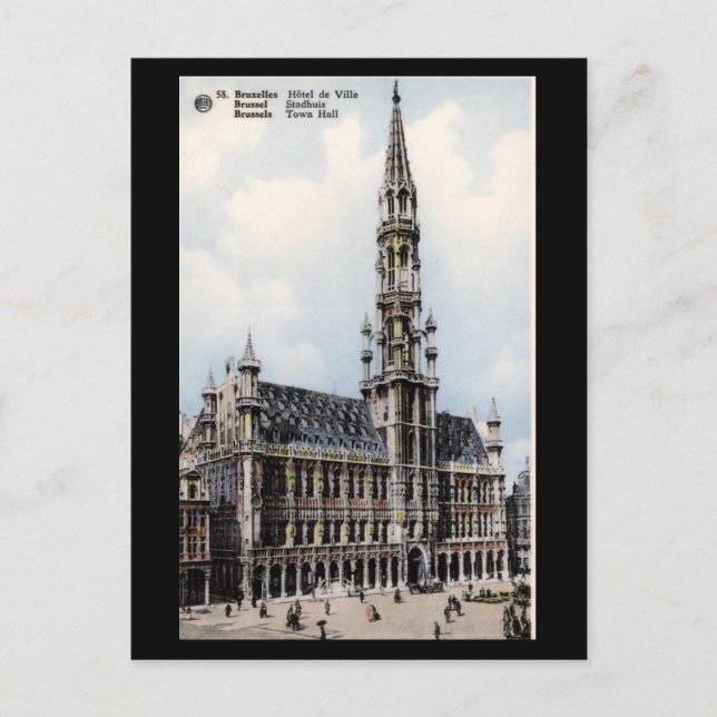 Ancienne carte postale - Hôtel de ville de Bruxell (Devant)