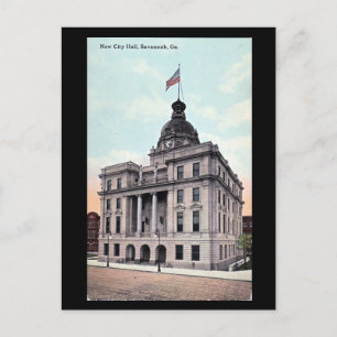 Ancienne carte postale, Hôtel de Ville, Savannah, 