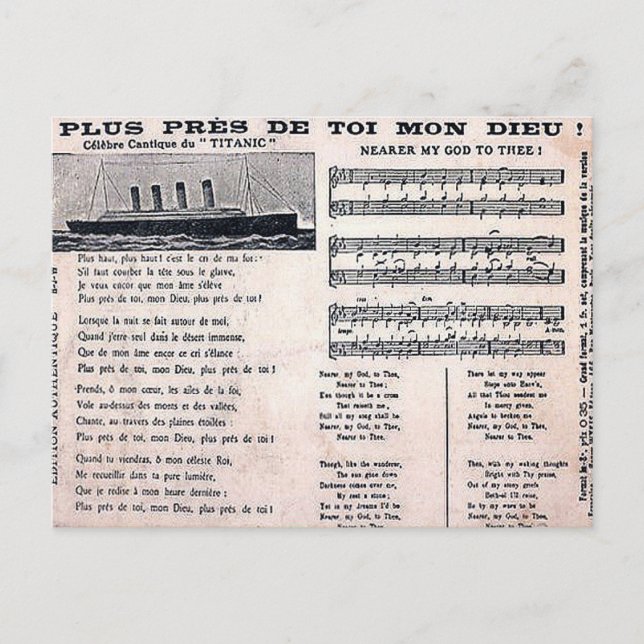 Ancienne carte postale - Hymne "Titanic" (Devant)