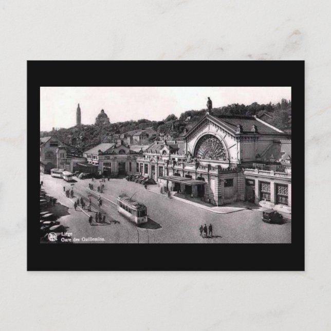 Ancienne carte postale - Liège, Gare des Guillemin (Devant)