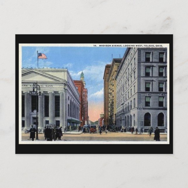 Ancienne carte postale - Madison Ave, Toledo, Ohio (Devant)