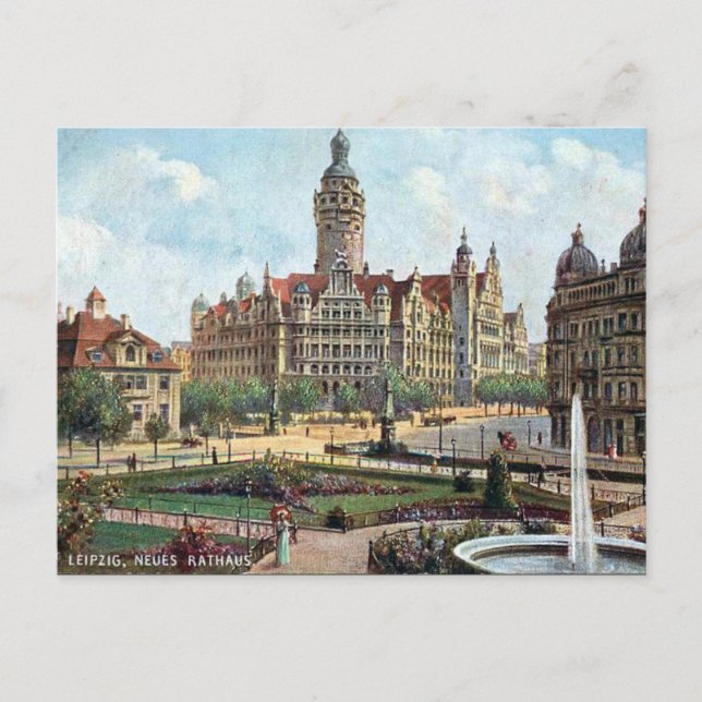 Ancienne carte postale - Neues Rathaus, Leipzig (Devant)