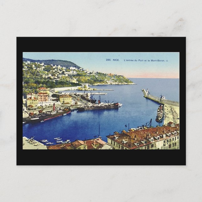 Ancienne carte postale, Nice, Entree du Port et Mo (Devant)