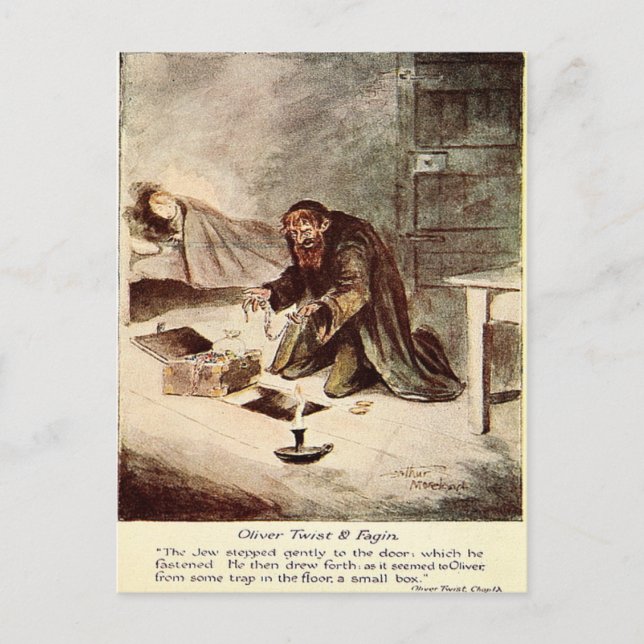 Ancienne carte postale - Oliver Twist et Fagin (Devant)