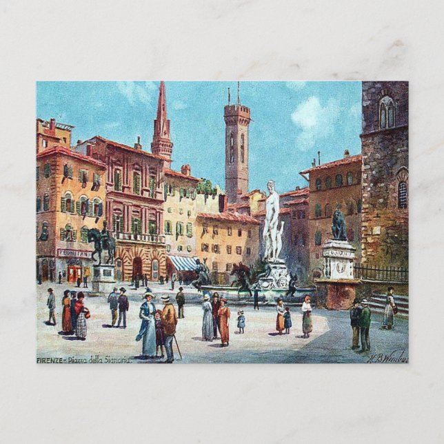 Ancienne carte postale - Piazza della Signoria, Fi (Devant)