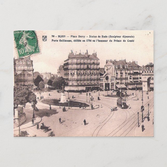 Ancienne carte postale - Place Darcy, Dijon, Franc (Devant)